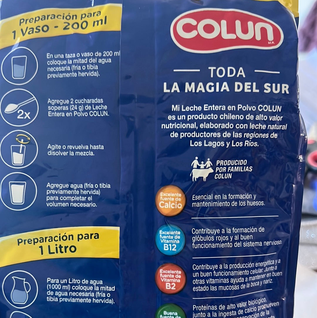 Leche entera instantánea en polvo 1440g colun