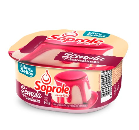 Sémola con leche y salsa de frambuesa soprole