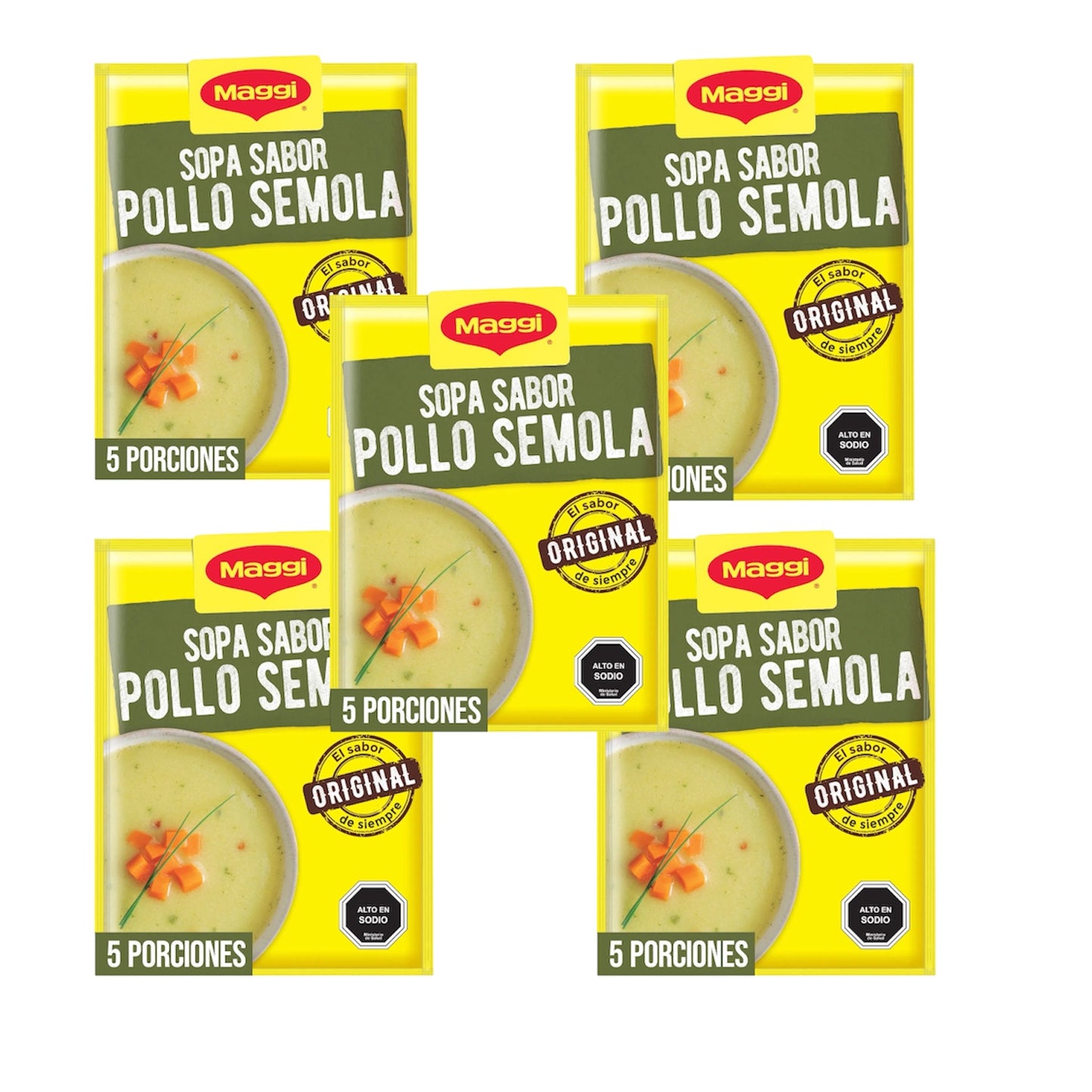 Sopa pollo sémola pack de 5, maggi