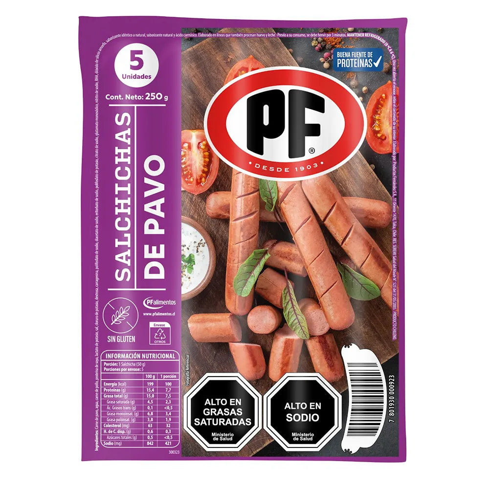 Salchicha de pavo Pf 5 unidades