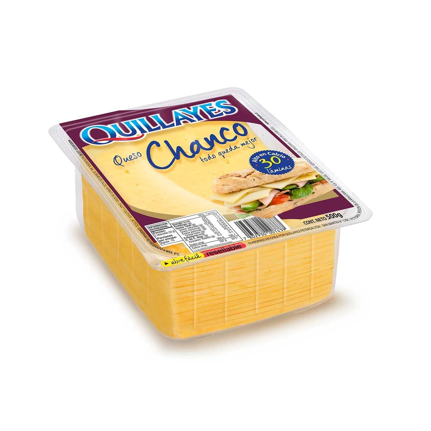 Queso Chanco Quillayes, laminado