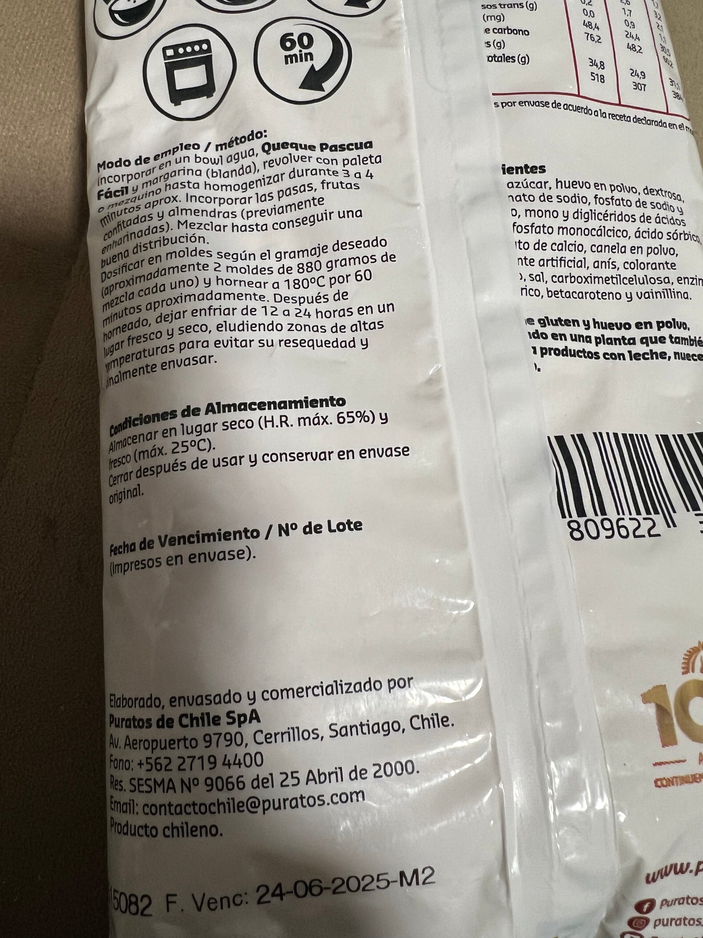 Queque de pascua Mezcla fácil 1kg