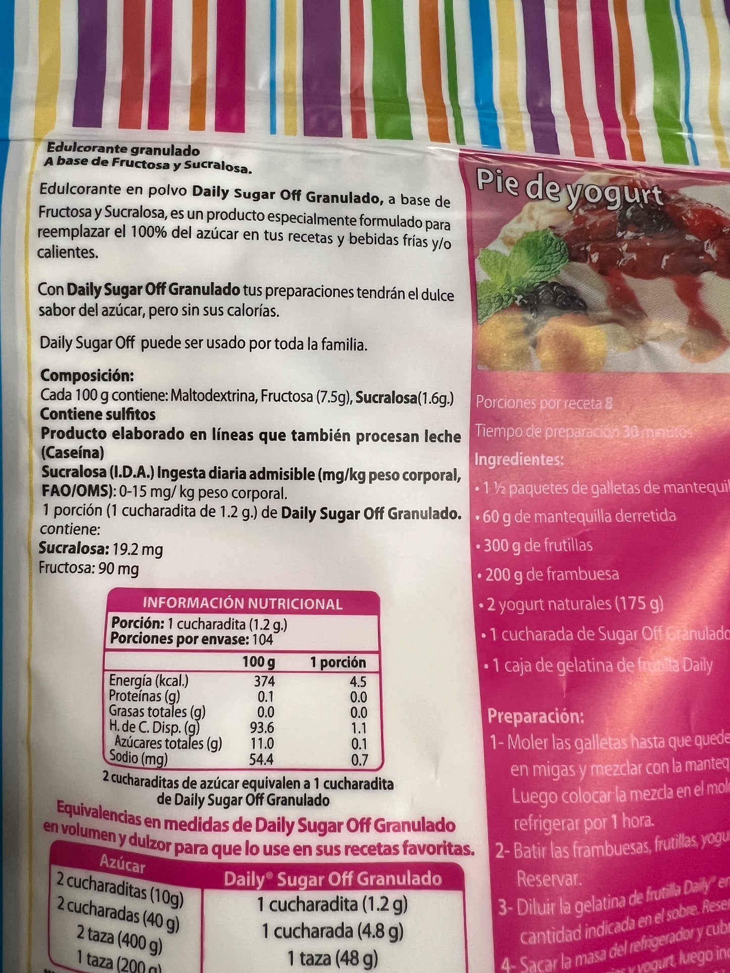 Endulzante Chao azúcar, a base de fructosa y sucralosa 125g