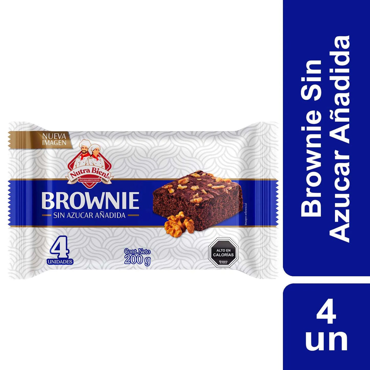 Brownie sin azúcar Nutra bien, 4 unidades.
