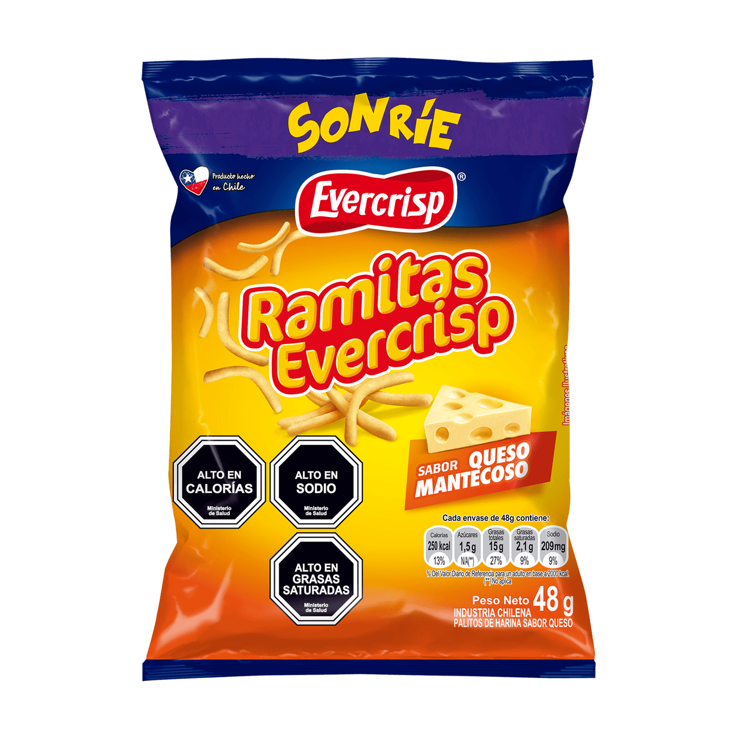Ramitas de Queso Evercrips – snack chileno crujiente con sabor a queso