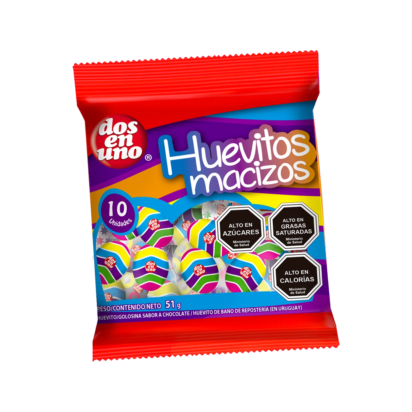 Huevitos macizos 10 unidades dos en uno