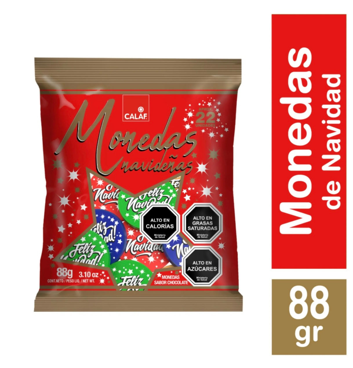 Monedas navideñas, sabor a chocolate. Calaf 88g