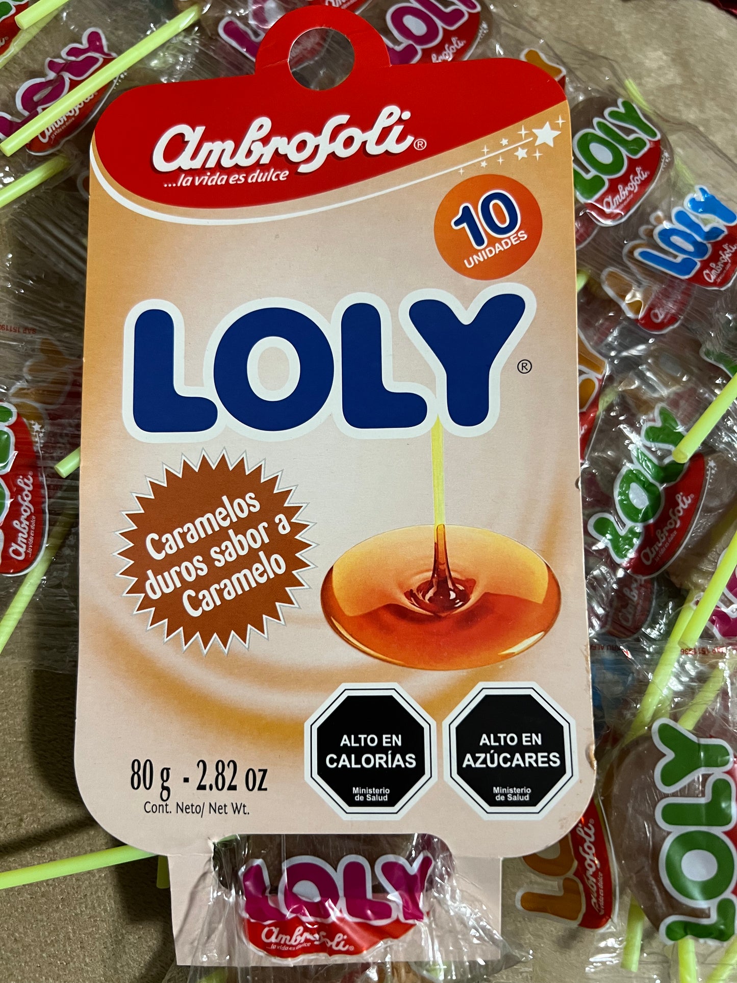 Loly tira de 10 unidades sabor a caramelo