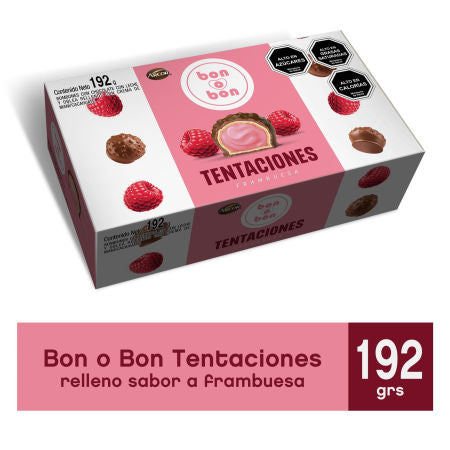 Bon o Bon tentaciones 192g sabor frambuesa- Arcor