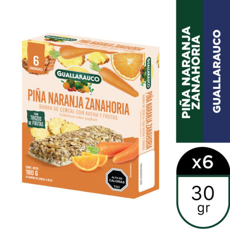 Barra de Cereal Guallarauco Piña, Naranja y Zanahoria 6x30g