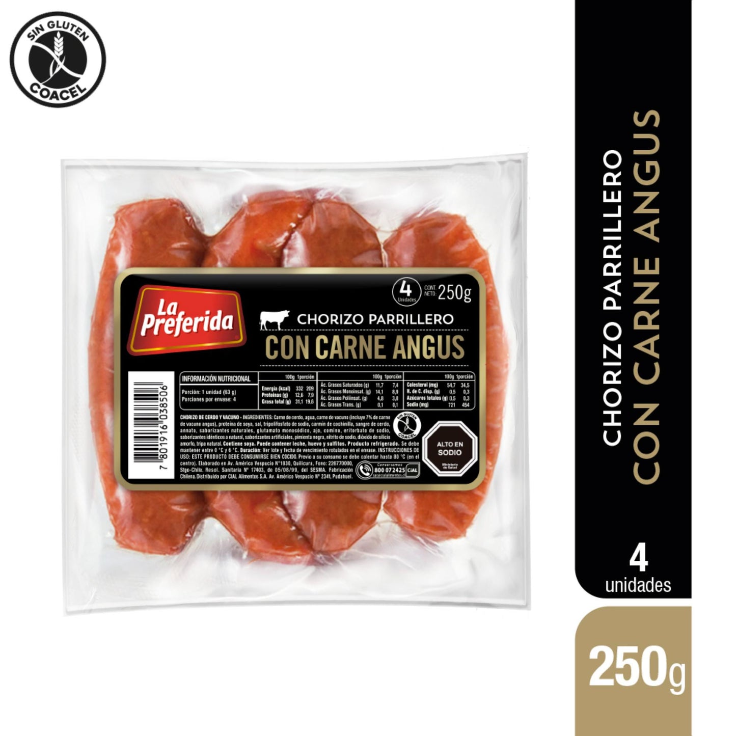 Chorizo parrillero carne de angus La preferida 250g