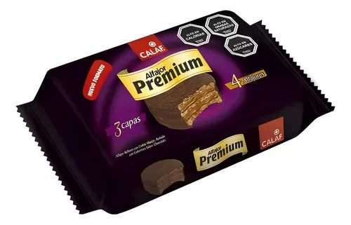 Alfajor premium calaf 3 capas, pack de 4