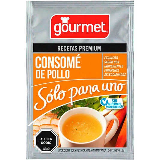 Sopa para uno consomé de pollo, Gourmet