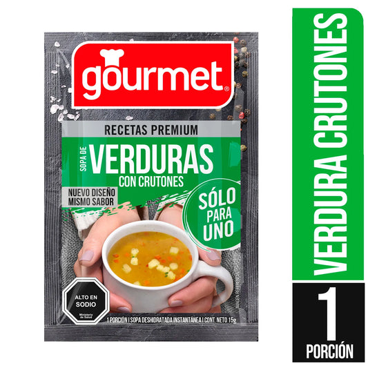 Sopa de verdura con crutones, para uno Gourmet