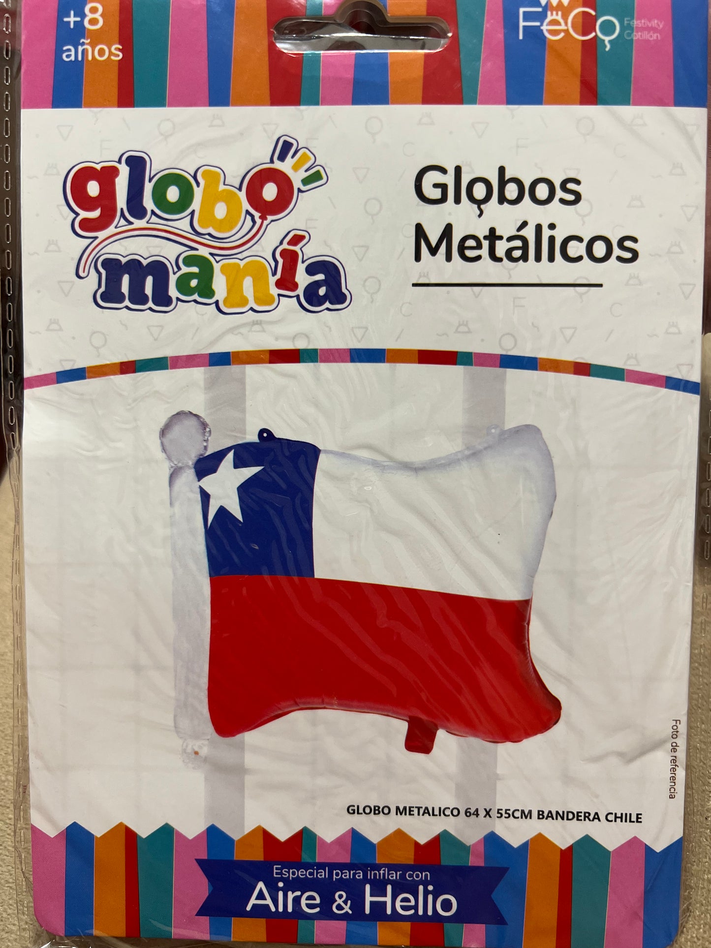 Globo metálico bandera Chile 64x55cm