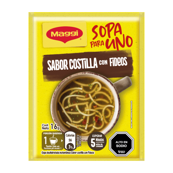 Sopa para uno costilla con fideos Maggi