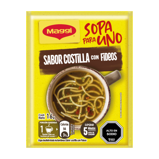 Sopa para uno costilla con fideos Maggi