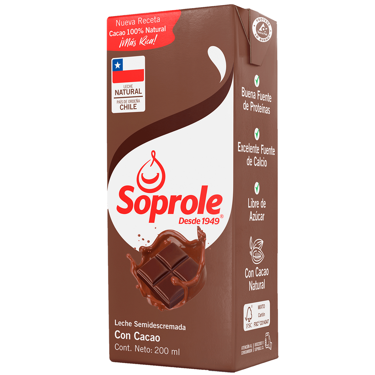 Leche con chocolate soprole 200ml